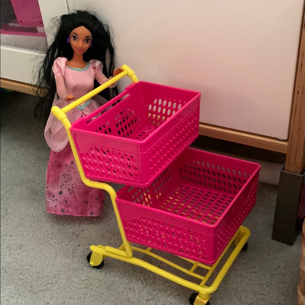*SOLD* 🩵 Pink and Yellow Toy Shopping Cart